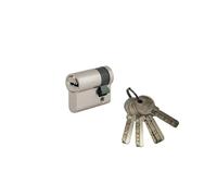 THIRARD Demi-cylindre Tiger 6, 30 x 10 mm, Serrure de Porte, Nickel, 5 Clés | Protection anti-perçage, anti-arrachement, finition nickel, 6 goupilles, compatible portes de garage et rideaux