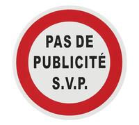 THIRARD - Disque de Signalisation Pas de Publicité - Polystyrène Rigide - Adhésif - Plaque Signalétique - Adhésif Résistant - Signalisation Efficace - Ø 80 mm - Multicouleur