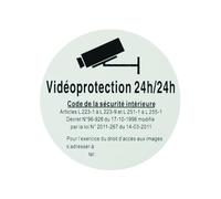 THIRARD - Disque de Signalisation Vidéoprotection 24/24 - Polystyrène Rigide - Adhésif - Plaque Signalétique - Surveillance Permanente - Ø 80 mm - Multicouleur