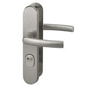 THIRARD - Ensemble de Poignées de Sécurité pour Porte d'Entrée - Béquille Double - Aluminium Massif - Design Élégant et Pratique - Entr'Axe de Fixation 216 mm - Finition Inox - Carré 7 mm - Gris