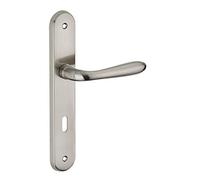 THIRARD - Ensemble de Poignées pour Porte de Chambre Athena - Acier Embouti - Usage Pratique avec Trou de arré 7 mm - Entr'Axes 195 mm - Finition Nickelé Brossé - Gris
