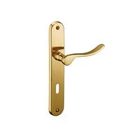 Ensemble de poignées pour porte de chambre Marianne, trou de arré 7mm, entr'axes 195mm, laiton poli - THIRARD