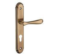 THIRARD - Ensemble de Poignées pour Porte d'Entrée Arthemis - Acier Embouti - Usage Pratique et Esthétique - Trou de Cylindre - Carré 7 mm - Entr'Axes 195 mm - Finition Laiton Patiné - Jaune/Doré