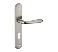THIRARD - Ensemble de Poignées pour Porte d'Entrée Athena - Acier Embouti - Usage avec Cylindre - Carré 7 mm - Entr'Axes 195 mm - Finition Nickelé Brossé - Gris