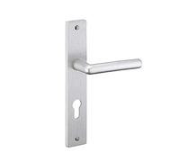 THIRARD - Ensemble de Poignées pour Porte d'Entrée Crecy - Aluminium Anodisé Argent - Trou de Cylindre - Carré 7 mm - Entr'Axes 195 mm - Esthétique et Pratique - Gris