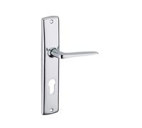 THIRARD - Ensemble de poignées pour porte d'entrée Demeter trou de cylindre, entr'axes 195mm, chromé - THIRARD