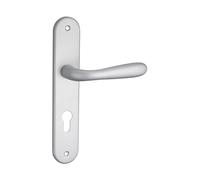THIRARD - Ensemble de Poignées pour Porte d'Entrée Goccia Trou de Cylindre - Carré 7 mm - Entr'Axes 195 mm - Chromé Satin - Plaques Aluminium Embouti - Béquilles Aluminium - Gris
