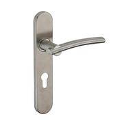 THIRARD - Ensemble de Poignées pour Porte d'Entrée Poseidon - Inox Brossé - Usage Pratique - Trou de Cylindre - Entr'Axes 195 mm - Carré 7 mm - Design Élégant - Gris