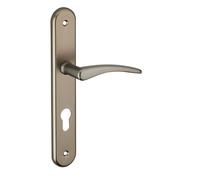 THIRARD - Ensemble de poignées pour porte d'entrée Vesta trou de cylindre, carré 7mm, entr'axes 195mm, nickelé satiné - THIRARD