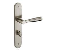 THIRARD - Ensemble de Poignées pour Salle de Bain et Toilette Helios - Acier Embouti - Usage Pratique - Condamnation - Carré 7 mm - Entr'Axes 195 mm - Finition Nickelé Brossé