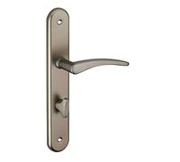 THIRARD - Ensemble de Poignées pour Salle de Bain et Toilette Vesta - Aluminium - Condamnation - Carré 7 mm - Entr'Axes 195 mm - Finition Nickelé Satiné - Gris