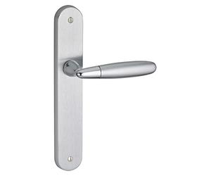 THIRARD Ensemble Poignée sur Rosace Mirella 2 Entr'axe 195 sans Trou Chrome Satiné/Brillant pour Portes Intérieures - Béquilles Alliage - Vis Métaux - Carré Acier 7MM - Ressort de Rappel