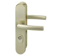 THIRARD - Ensemble Poignées de Sécurité pour Porte d'Entrée - Béquille Double - Aluminium - Esthétiques et Pratiques - Entr'Axe de Fixation 216 mm - Couleur F2 - Carré 7 mm - Jaune/Doré