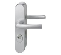 Ensemble poignées de sécurité pour porte d'entrée, béquille double, entr'axe de fixation 216mm, argent - THIRARD