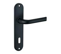 THIRARD Leto Ensemble Poignées Porte Intérieure Trou de Clé Noir | Sur plaque, béquilles réversibles droite/gauche, aluminium, entraxe 165 mm, carré 7 mm