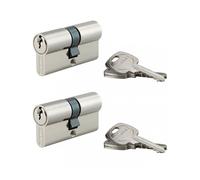 THIRARD - Lot de 2 cylindres de serrure double entrée STD, 30x30mm, s'entrouvrant, nickel,3 clés/cylindre - THIRARD