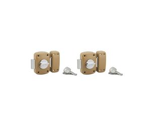 THIRARD - Lot de 2 verrous à bouton Corvette pour porte d'entrée, cylindre 45mm, acier, 6 clés, époxy bronze - THIRARD