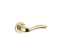 THIRARD Paire de Béquilles pour Porte, Carré 7 mm, Laitonnée, Junon Courbée, pour Portes d'intérieur, 45 mm d'épaisseur Maximum, avec Vis à Métaux, Rosaces Alliage, Finition Nickel Brossé