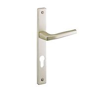 THIRARD Picardie Ensemble Porte d'Entrée Cylindre Couleur Champagne | Sur plaque, béquilles réversibles droite/gauche, aluminium, entraxe 195 mm, carré 7 mm