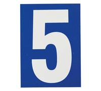 THIRARD Plaque de Signalisation, 65 x 90 mm | Chiffre 5, Pvc Adhésif, Marquage Blanc sur Fond Bleu, Intérieur et Extérieur, Résistant, Facile à Installer.