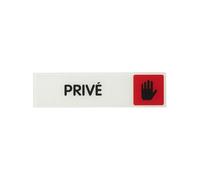 THIRARD - Plaque de Signalisation Adhésive - Plexiglass Brillant - Facile à Poser - Texte Lisible Privé - Idéal pour Bureaux et Magasins - 170 x 45 mm - Blanc