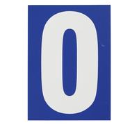 THIRARD - Plaque de Signalisation - Chiffre 0 - Pvc Adhésif - Marquage Blanc sur Fond Bleu - Intérieur et Extérieur - Résistant - 65 x 90 mm - Facile à Installer