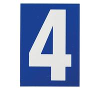 THIRARD - Plaque de Signalisation - Chiffre 4 - Pvc Adhésif - Marquage Blanc sur Fond Bleu - Intérieur et Extérieur - Résistant - 65 x 90 mm - Facile à Installer