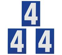 THIRARD - Plaque de Signalisation - Chiffre 4 - Pvc Adhésif - Marquage Blanc sur Fond Bleu - Intérieur et Extérieur - Résistant - 65 x 90 mm - Facile à Installer (Lot de 3)
