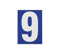 THIRARD - Plaque de Signalisation - Chiffres à Coller - Pvc Adhésif - Marquage Blanc sur Fond Bleu - Intérieur et Extérieur - Résistant - 65 x 90 mm - Facile à Installer