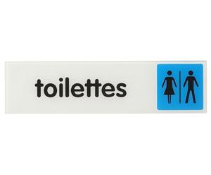 THIRARD - Plaque de Signalisation Toilettes - Plexiglass Adhésif - Design Élégant - Facile à Poser - Idéale pour Bureaux et Établissements Publics - 170 x 45 mm - Blanc