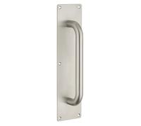 THIRARD - Poignée Inox avec Plaque - Type Sans Trou - Usage Porte Intérieure Battante - Entraxes de Fixation 300 mm - Finition Satinée - 300 x 75 mm - Ø 19 mm - Gris
