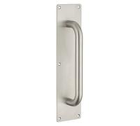 THIRARD - Poignée Inox avec Plaque - Type Sans Trou - Usage Porte Intérieure Battante - Entraxes de Fixation 300 mm - Finition Satinée - 300 x 75 mm - Ø 19 mm - Gris