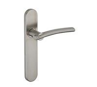 THIRARD Poseidon Ensemble Poignées Porte Intérieure Sans Trou Inox Brossé | Sur plaque, béquilles réversibles droite/gauche, entraxe 195 mm, carré 7 mm