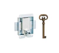 THIRARD Serrure de Meuble en Applique, 50x60 mm, Axe 25 mm, Zingué, 1 Clé | Pour Porte d'Ameublement, Réversible Droite/Gauche, 1 Point de Fermeture, Acier, Finition Zingué, Garantie 2 Ans