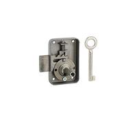 THIRARD - Serrure De Meuble Paris Pour Porte D'ameublement - Droite - Conçu pour Verrouiller Efficacement Vos Meubles - Axe 25 mm - Coffre Et Pêne Acier - 50 x 70 mm - Gris - 1 Clé Nickelée