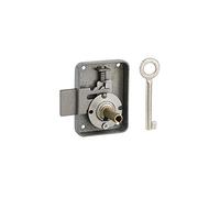THIRARD - Serrure De Meuble Paris Pour Porte D'ameublement - Droite - Conçu pour Verrouiller Efficacement Vos Meubles - Axe 30 mm - Coffre Et Pêne Acier - 55 x 70 mm - Gris - 1 Clé Nickelée