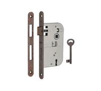 THIRARD - Serrure Encastrable à Clé pour Porte de Chambre - Axe 50 mm - Bouts Ronds - Coffre Acier Épaisseur 14 mm - Demi-Tour Réversible - 1 ronze