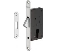 Thirard - Serrure encastrable à crochet à cylindre pour porte coulissante, chromé satin pour porte d'intérieure 40 mm