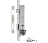 THIRARD - Serrure Encastrable à Cylindre - Axe 30 mm - Inox - Pour Menuiserie Métallique - Bouts Carrés - Cylindre 30 x 30 mm - Coffre Acier - Têtière et Gâche Inox - 3 Clés - Gris