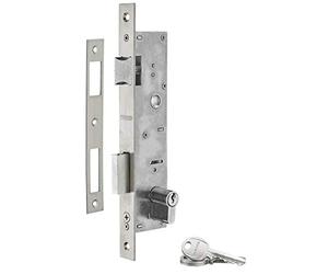 THIRARD - Serrure Encastrable à Cylindre - Axe 30 mm - Inox - Pour Menuiserie Métallique - Bouts Carrés - Cylindre 30 x 30 mm - Coffre Acier - Têtière et Gâche Inox - 3 Clés - Gris