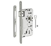 THIRARD - Serrure Encastrable Alsace à Clé pour Porte de Chambre - Droite - Axe 55 mm - Bouts Ronds - Têtière Vernie - 1 Clé - Verrouillage Efficace - Gris