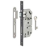 THIRARD - Serrure Encastrable Monomax NF à Clé pour Porte de Chambre - Axe 40 mm - Coffre Acier Embouti - Têtière Noire Bouts Carrés - Mécanisme à 2 Tours - 1 Clé Fournie