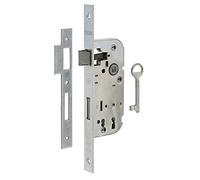 THIRARD - Serrure Encastrable NF à Clé - Porte de Chambre - Axe 40 mm - Bouts Carrés - Zingué - 1 Clé - Résistante - Mécanisme à 1 Tour - Gâche Plate Acier - Gris