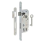 THIRARD - Serrure Encastrable NF à Clé - Porte de Chambre - Axe 40 mm - Bouts Ronds - 1 Clé - Mécanisme à 1 Tour - Gâche Plate Acier - Résistante - Gris