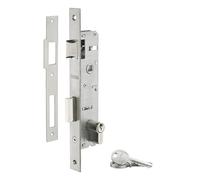 THIRARD Serrure Encastrable pour Menuiserie Métallique, Axe 25 mm, Zingué | Coffre acier et têtière inox, axe 25 mm, entraxe 85 mm, carré 8 mm, demi-tour réversible, cylindre 30 x 30 mm inclus
