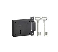THIRARD Serrure Horizontale Applique Droite Pêne Seul 95 x 76 mm Noir | Acier cambré, axe 60 mm, canon 35 mm, 6 variures, installation sur porte de cave ou dépendance, coffre et gâche inclus