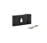 THIRARD - Serrure Horizontale en Applique 6 Gorges à Clé pour Porte de Cave - Pêne Seul - Droite - Axe 64 mm - 140x88 mm - Noir - 2 Clés - Coffre et Gâche Acier Cambré