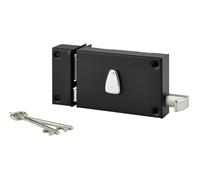 Thirard Serrure horizontale 6 gorges 140x88 mm à tirage Gauche Axe 64 mm carré 7 mm Noir 2 clés