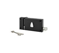 Thirard Serrure horizontale 6 gorges 140x88 mm à tirage Gauche Axe 64 mm carré 7 mm Noir 2 clés