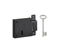 THIRARD Serrure horizontale en applique pour porte de cave droite - axe 50 mm, plaque 85x76 mm, noir